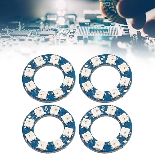 Miniatura 2 de 4 piezas de accesorios de módulo de luz RGB, luces LED, decoración del hogar, módulo LED de 8 canales, interfaz digital, WS2812 5050 5V LED anillo