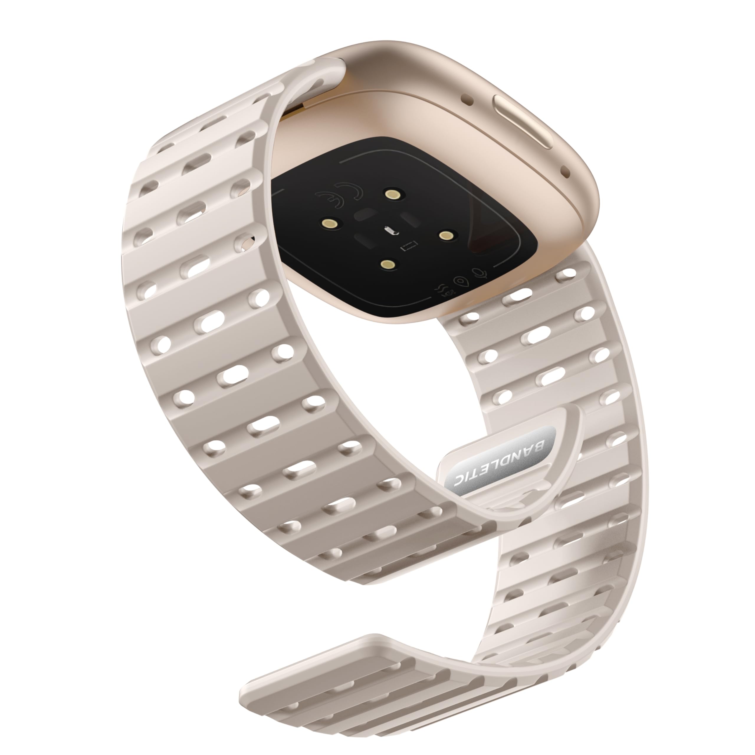 Bandletic Compatible with Fitbit Versa 4 Strap/Fitbit Versa 3/Fitbit Sense/Sense 2 Straps for Women Men, Soft Magnetic Silicone Sport Replacement Band for Fitbit Versa 4/3/Sense 2/Sense