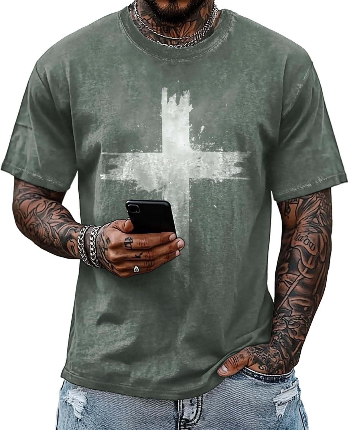 Mens Graphic T-Shirts 90s Rock Summer Big and Tall Workout Breathable Quick Dry Short Sleeve 100% Cotton Tee Shirts