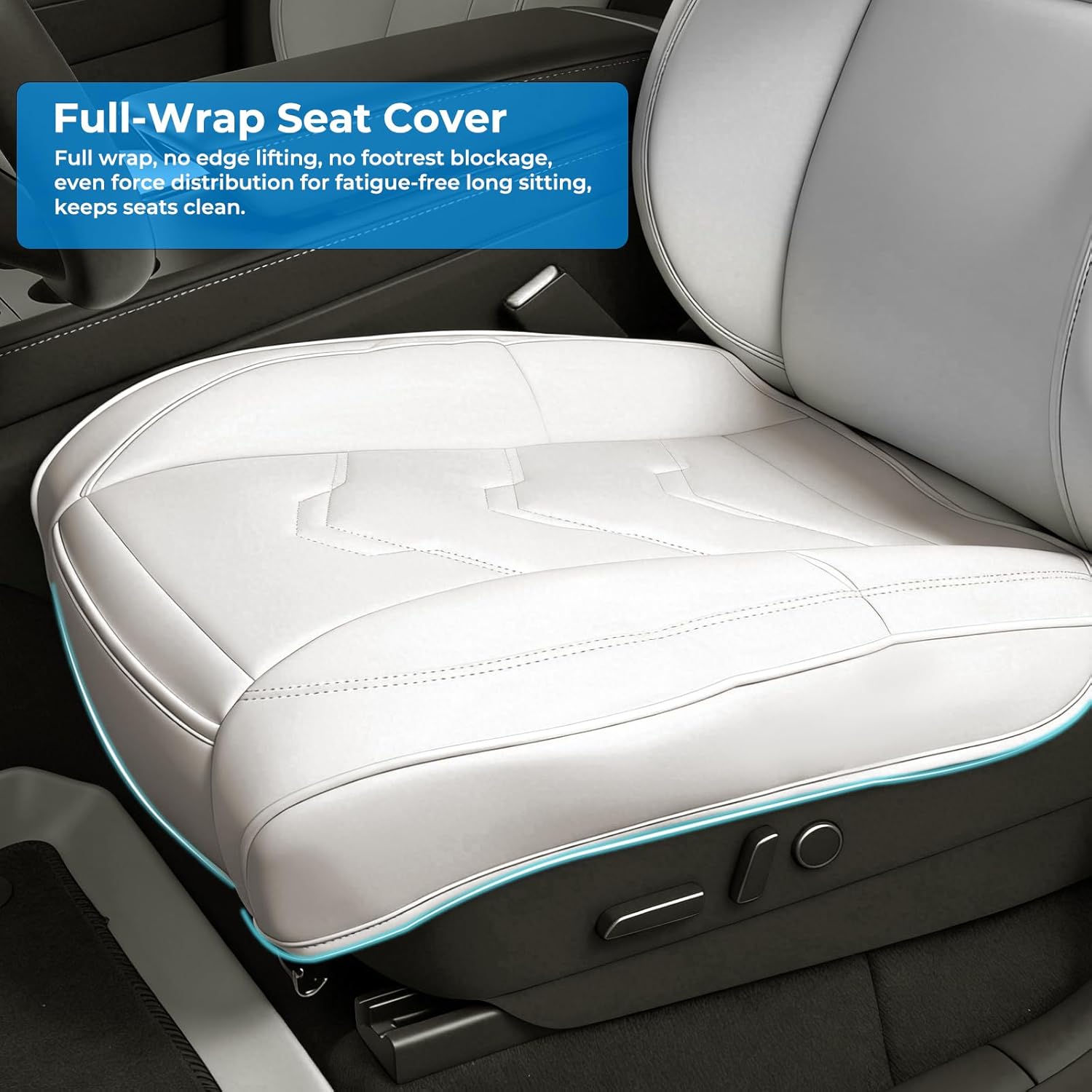 2 Packs Leather Car Front Seat Cover Fit for Tesla Model Y 2020-2024 & Model 3 2017-2024 Highland/Juniper Interior Accessories, Non-Slip All Season Car Bottom Seat Protector Cushion (White)