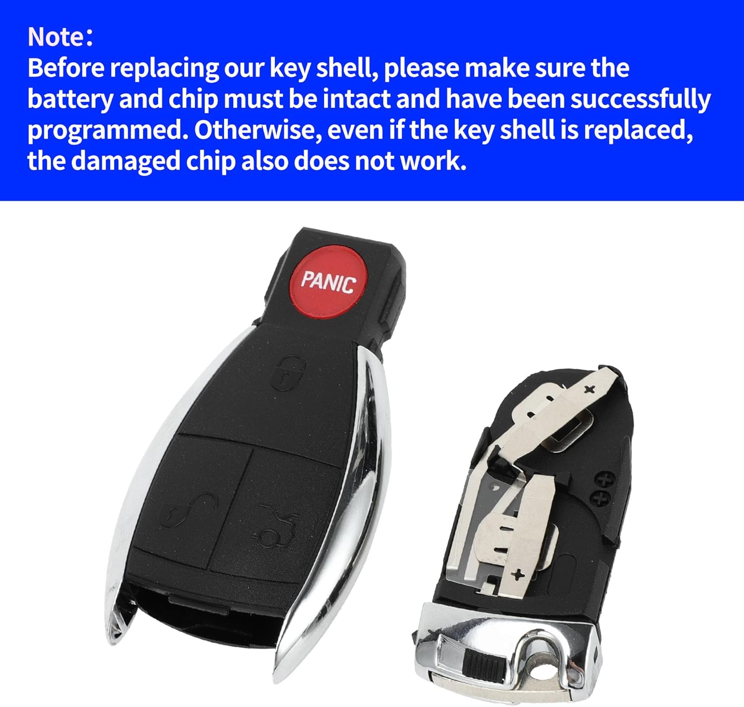 4-Button Key Fob Shell Case for Mercedes-Benz C300 E350 E550 ML350 GL450 S550 E320 | Replacement Keyless Entry Remote Case (2008-2012)