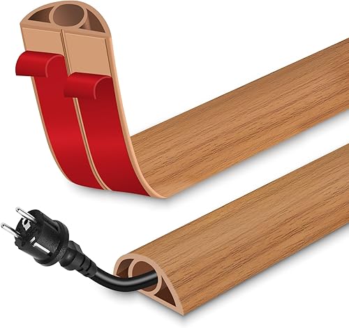 Miniatura 18 de Cubierta de cable de suelo para cables en el piso, cable autoadhesivo para ocultar cables de piso, cubiertas para protección de cables, evita Madera