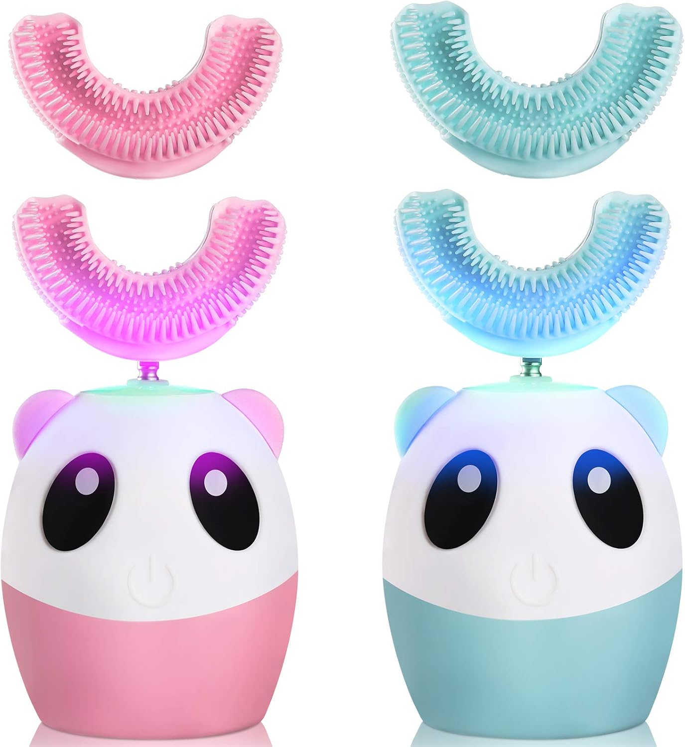 2 Pieces Kids U Shaped Electric Toothbrush, Ultrasonic Automatic Whitening Massage Toothbrush U-Type Cartoon Modeling Toothbrush with 4 Brush Heads for Sensitive Teeth Child 2-7 : Beauty & Personal Care