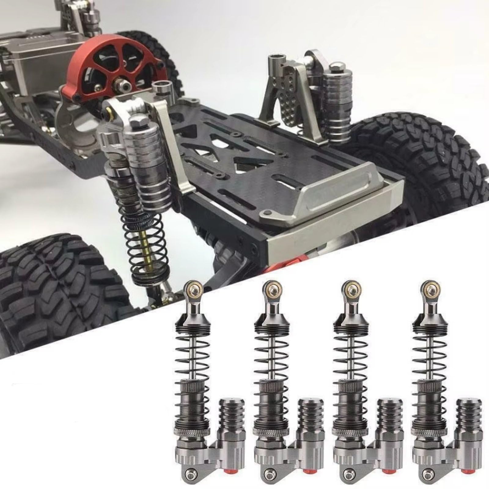 D'Amortisseur Rc Compatible avec SCX10 pour TRX4 D90 90046 pour Axial 1/10 1/8 Pièces De Mise À Niveau pour Chenilles Radiocommandées Accessoires 4 Amortisseurs De 100 Mm