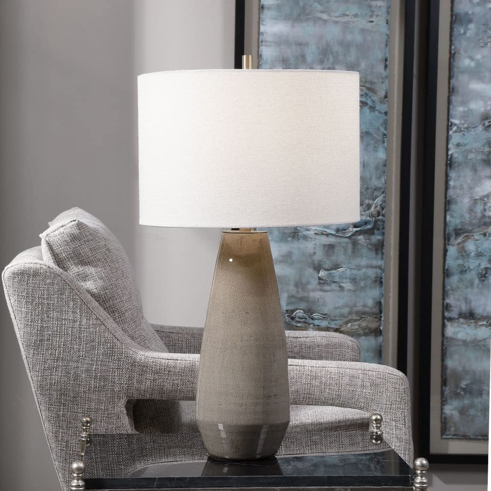 Amazon.com: Uttermost Volterra Crackled Taupe-Gray Ceramic Table Lamp