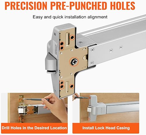 Miniatura 4 de VEVOR Cerraduras de puerta de barra de empuje, barras de pánico de acero al carbono para puertas de salida, con palanca exterior y 3 llaves,