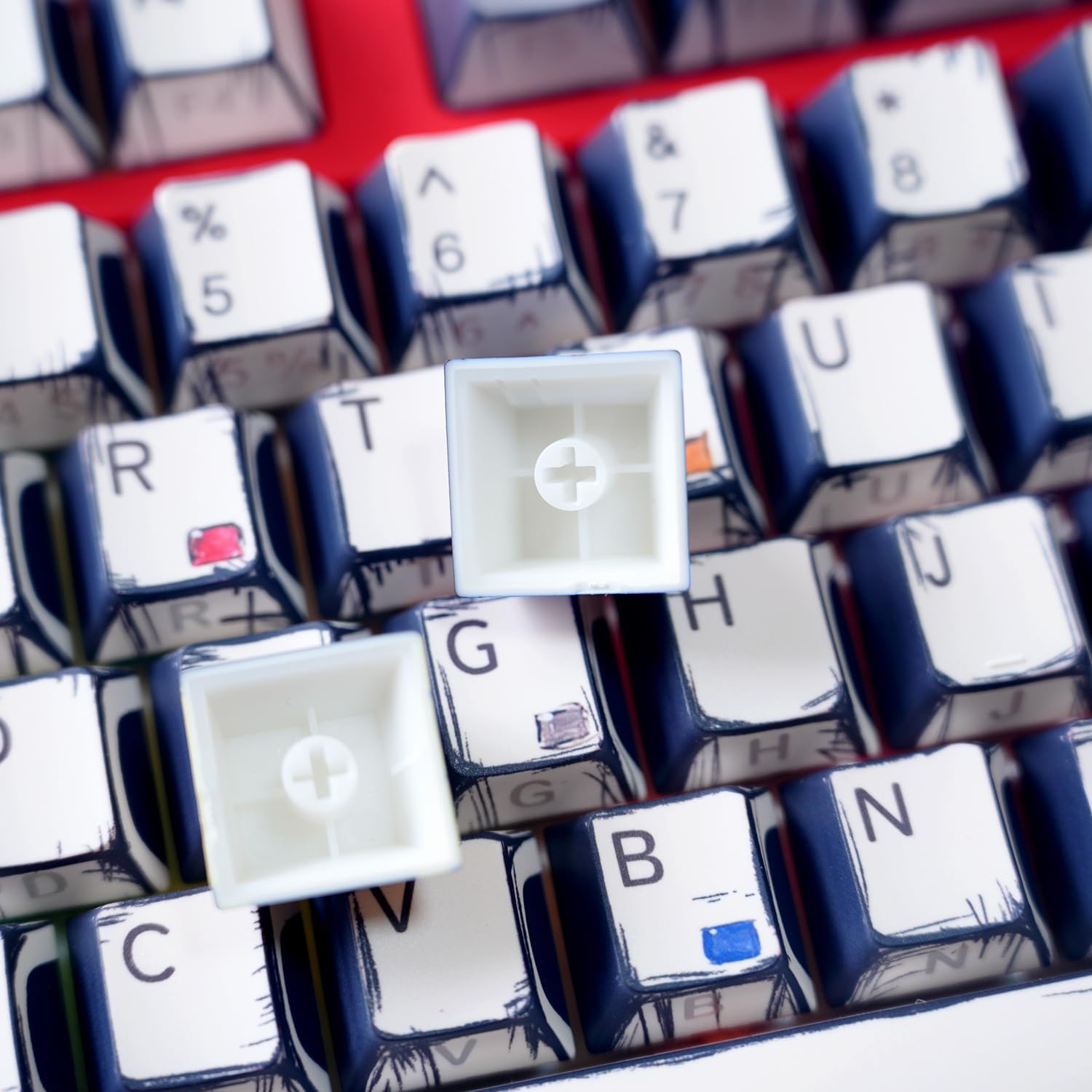 Comic-Themed Mechanical Keyboard with Side-Translucent RGB & PBT Keycaps - Durable Design