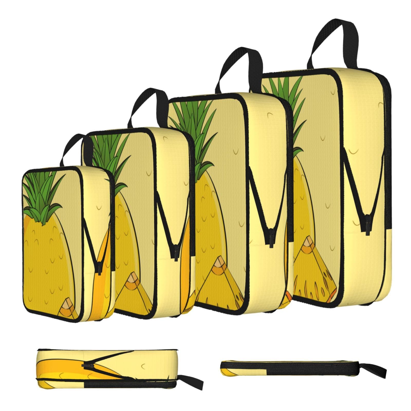 cartoon pineapple Compression Packing Cubes 4 Piece Set