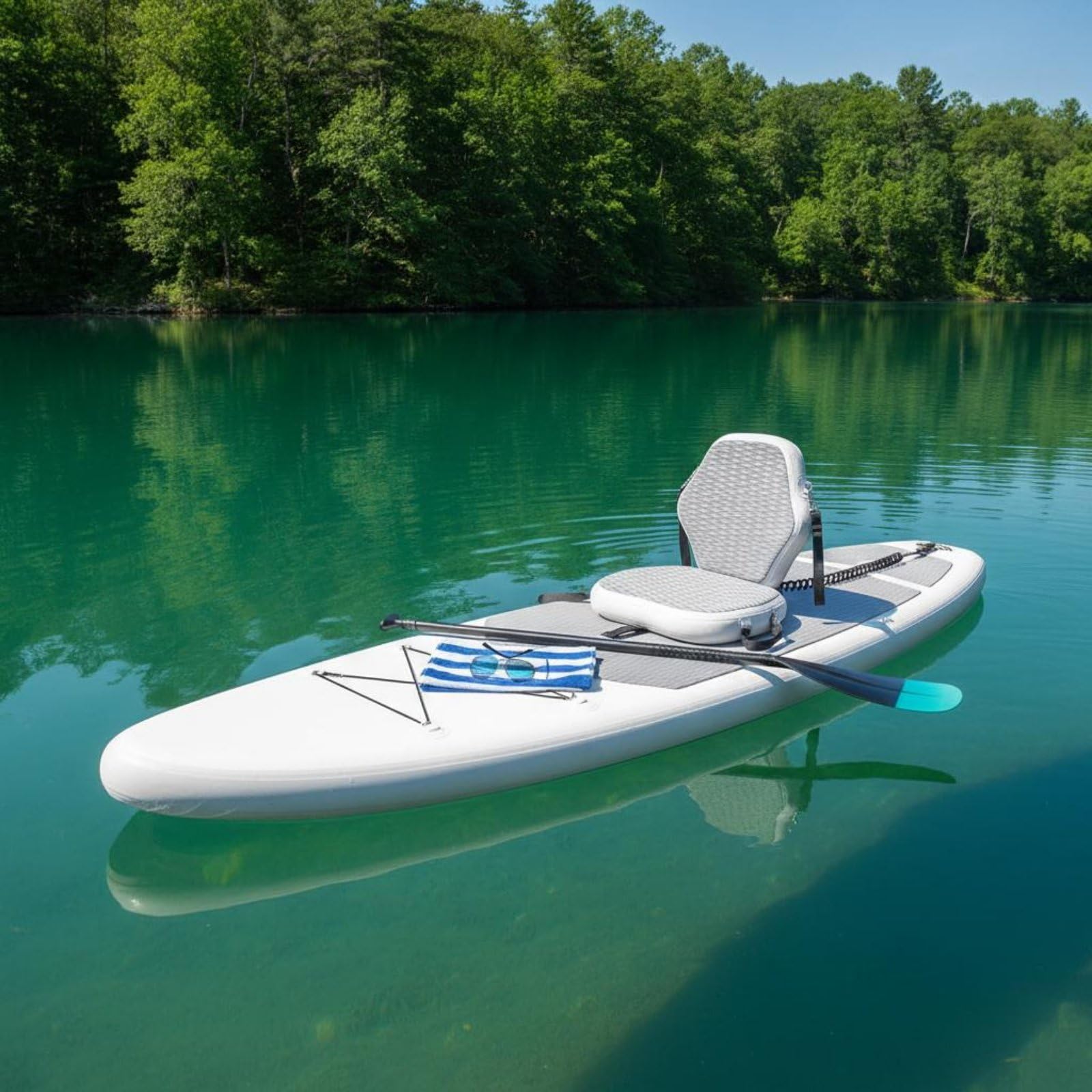 Amagogo Asiento de Kayak Inflable con Respaldo Cojín Silla y Soporte Estructura Estable con Superficie Texturizada Cuatro Correas Regulables y Ganchos Diseño