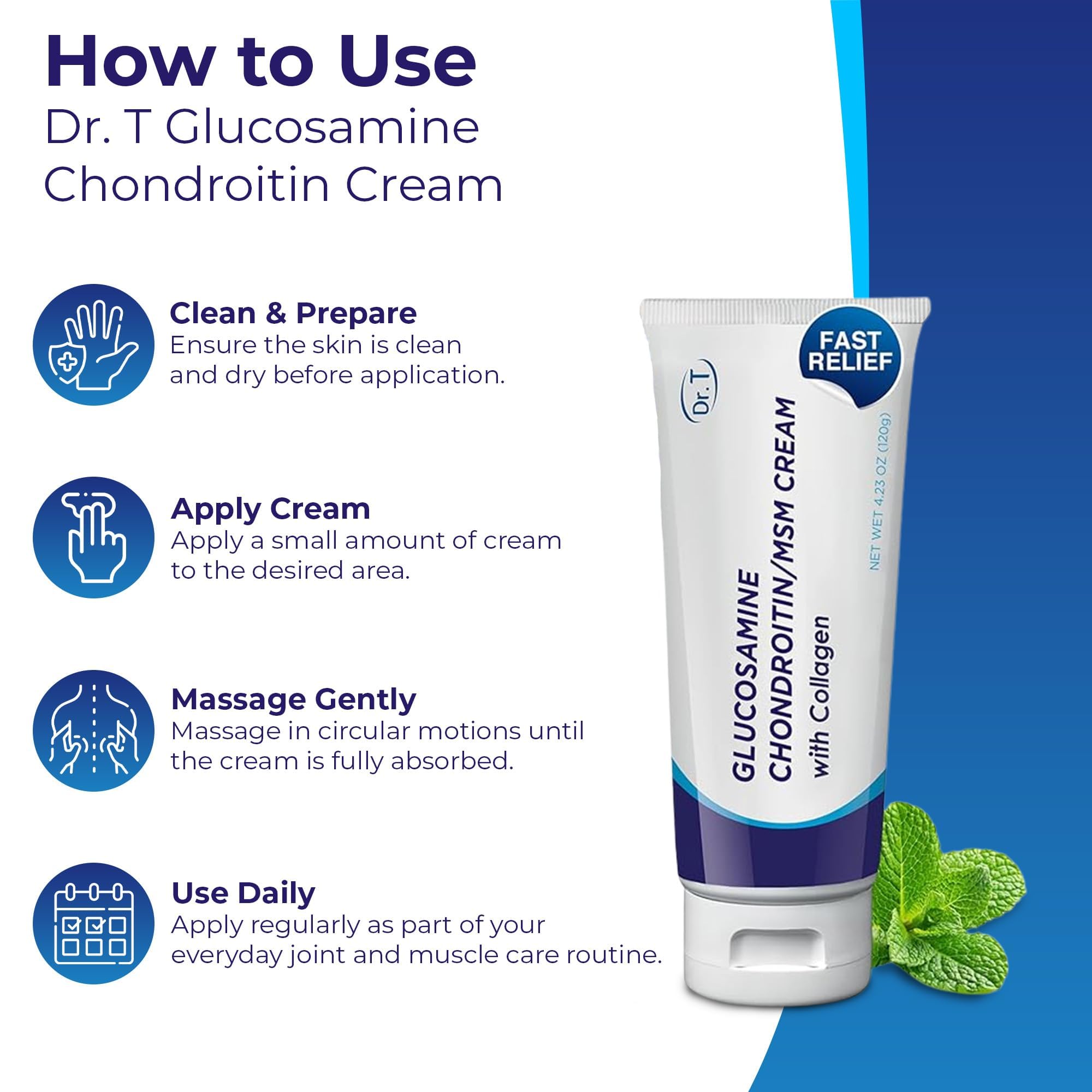 Dr. T Glucosamine Chondroitin Cream w/ MSM & Collagen, 4.23 oz/ 120g 1 pack — Amazon image 3