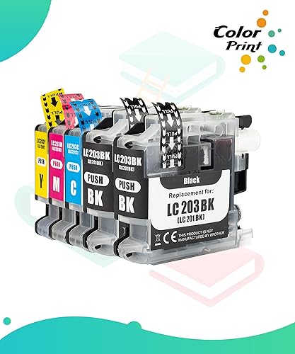 Miniatura 2 de CyberpowerPC Cartucho de tinta de repuesto compatible para Brother LC203 XL LC 203XL LC203BK, cian, magenta, amarillo, negro, paquete de 5