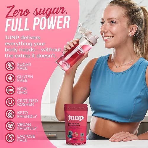 Miniatura 37 de JUNP Paquetes de electrolitos en polvo sin azúcar para agua, paquetes de hidratación instantánea con sal y potasio, cero calorías, sin