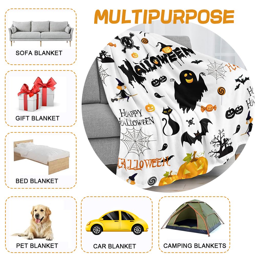 Coperte Tema Halloween Coperta Di Halloween Con Simpatica Zucca Fantasmi  Per Divano, Coperta Con Stampa Di Pipistrelli Ragni Per Bambini, Ragazzi E  Ragazze, Decorazione Per La Stanza, Coperta In Pile Morbida E, image size:1000x1000