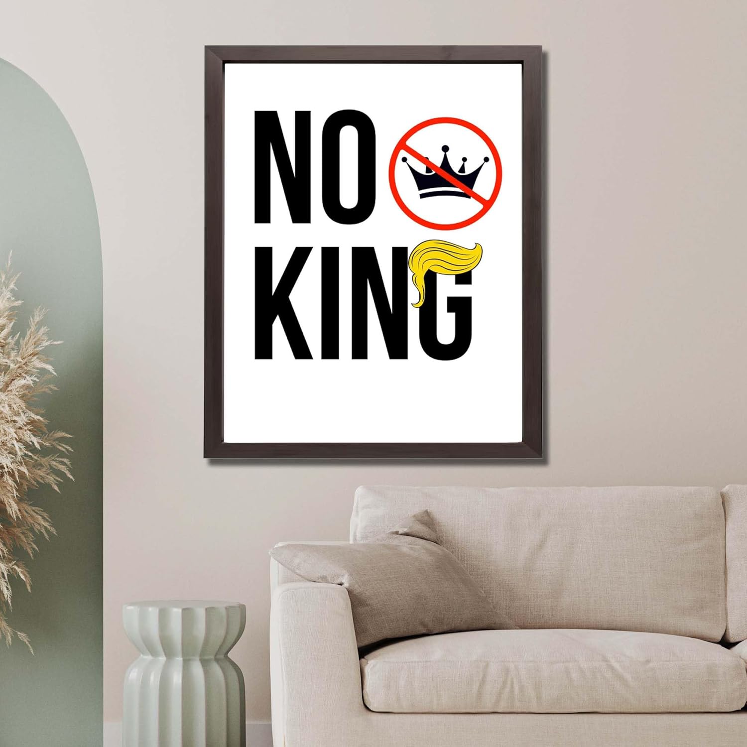 InkFlow Posters No King Poster - Bold Political Artwork for Statement Wall Art, Home, Living Room, Bedroom, or Office Décor - Strong Political Message - 18x24 Unframed Canvas Wall Art