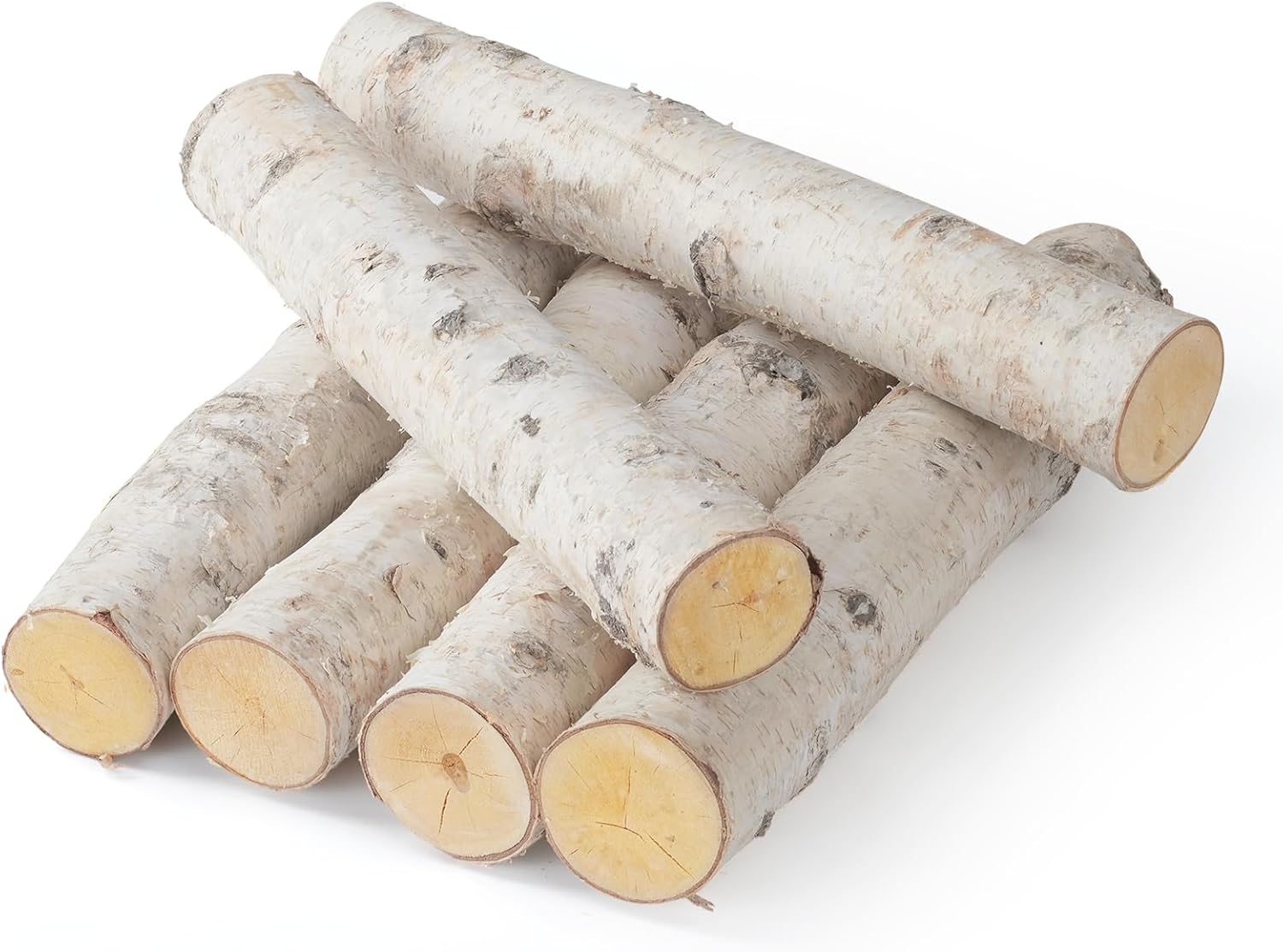 6Pack Birch Wood Logs Decorative Gas Fireplace Logs for Fireplaces Décor Birch Poles Branches for DIY Crafts, Fire Wood for Fire Pit,Rustic Decor Indoor/Outdoor