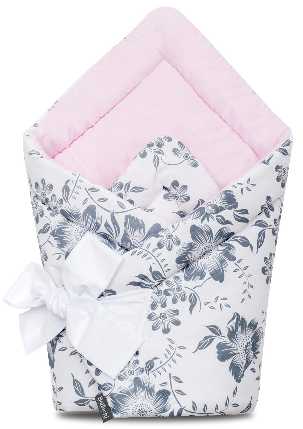 Bellochi kocyk do owijania dla niemowląt 2 w 1, 100% bawełna, kocyk do przewijania – 75 x 75 cm – do wózków dziecięcych, łóżeczka dziecięcego lub fotelika dziecięcego – całoroczny – certyfikat Öko-Tex – różowy jagodowy
