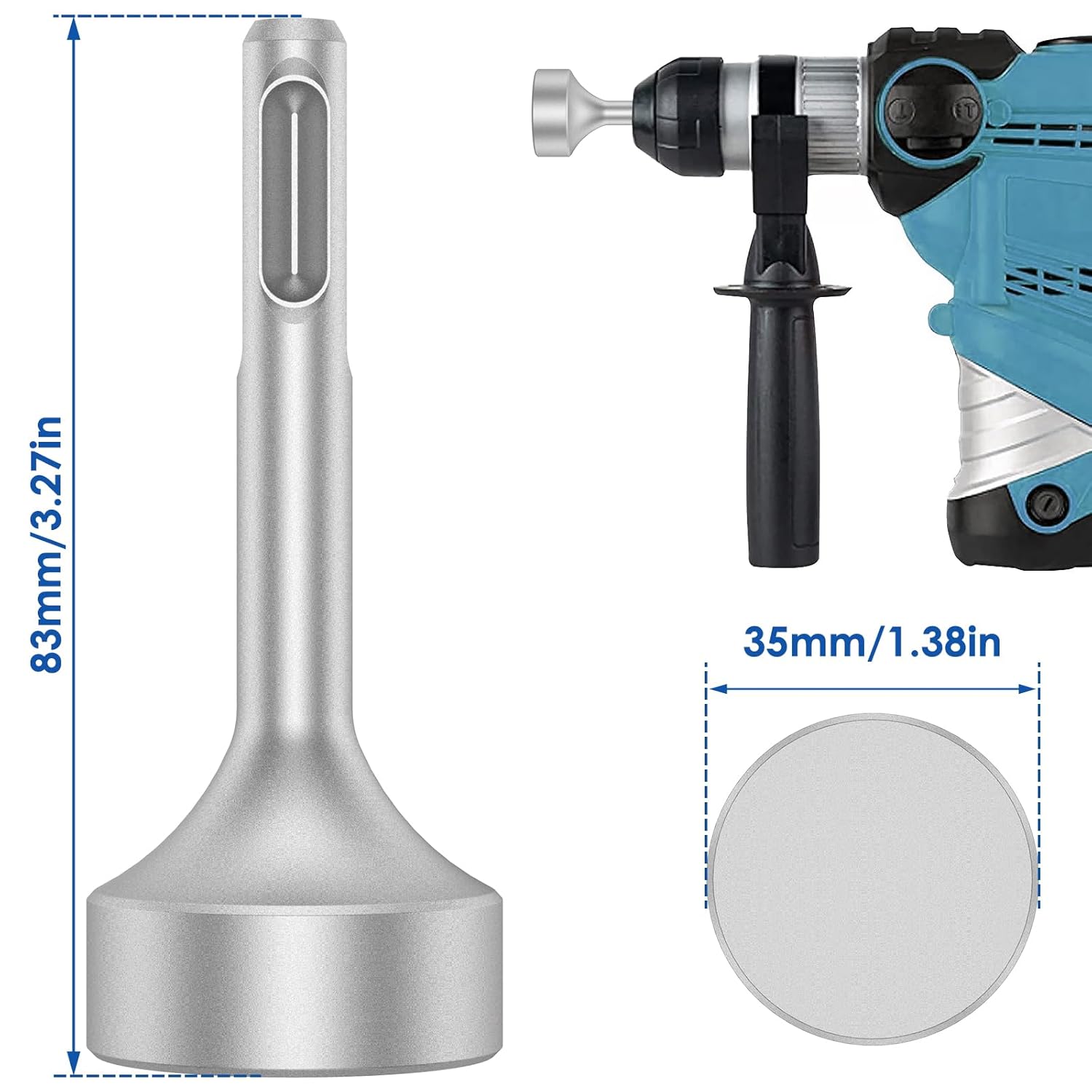 Ground Rod Driver 83mm Heavy Duty Steel Drill Bit Driver Wear Resistant Wide Compatibility Ground Rod Bits Socket for Rotary Hammer Drill Grounding Rods