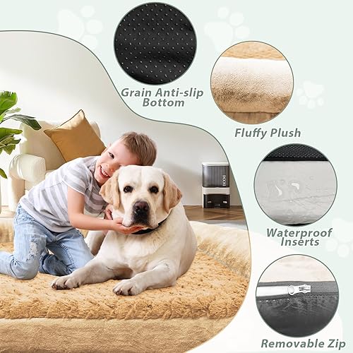 Miniatura 4 de Cama ortopédica para perros grandes, cama extragrande de espuma viscoelástica para gatos con diseño adhesivo, impermeable, con funda extraíble