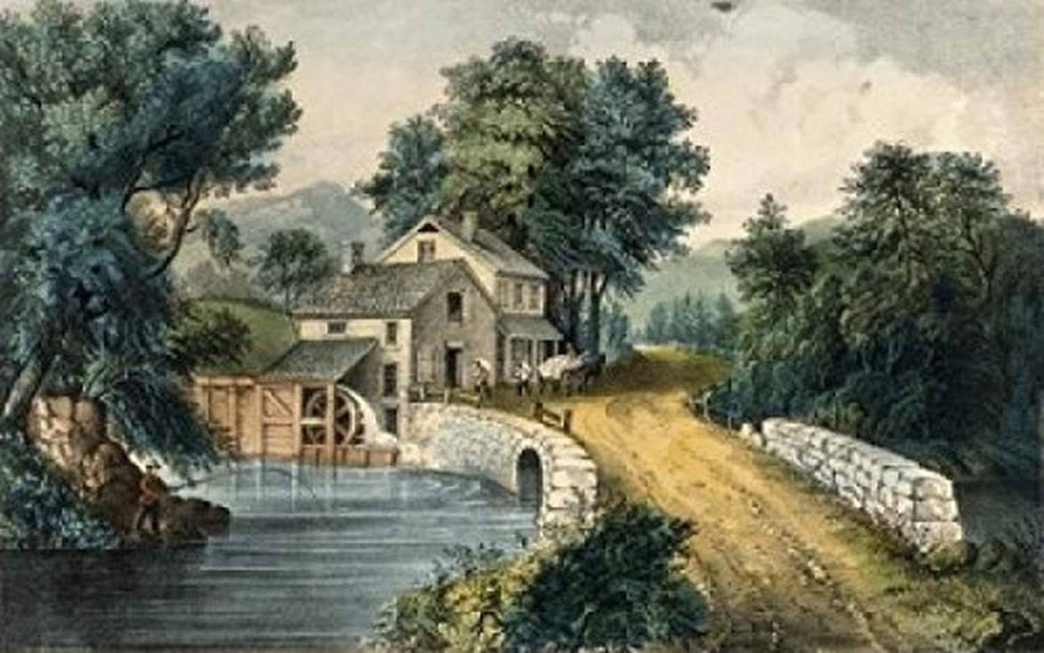 Amazon.co.jp: The Roadsideミル1870 Currier＆Ives ( 1834