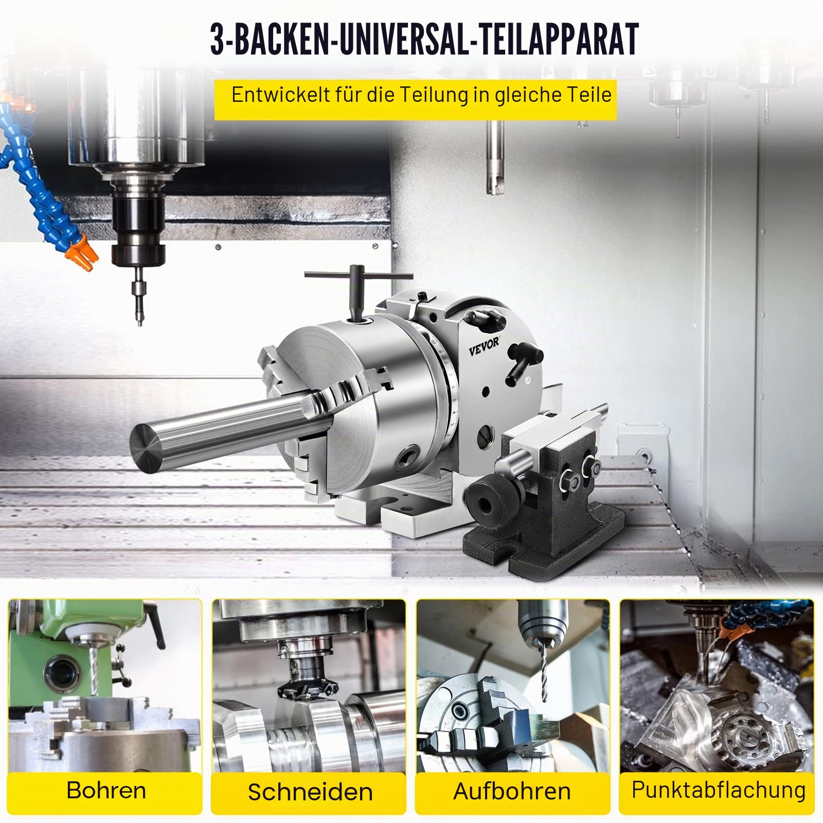VEVOR Teilungskopf Indexierplatte BS-0, Trennplatte aus Gusseisen, Teilungskopf, ideal für vertikale/horizontale Fräsmaschinen, Drehtische, kreisförmige Schneid- und Bohrarbeiten
