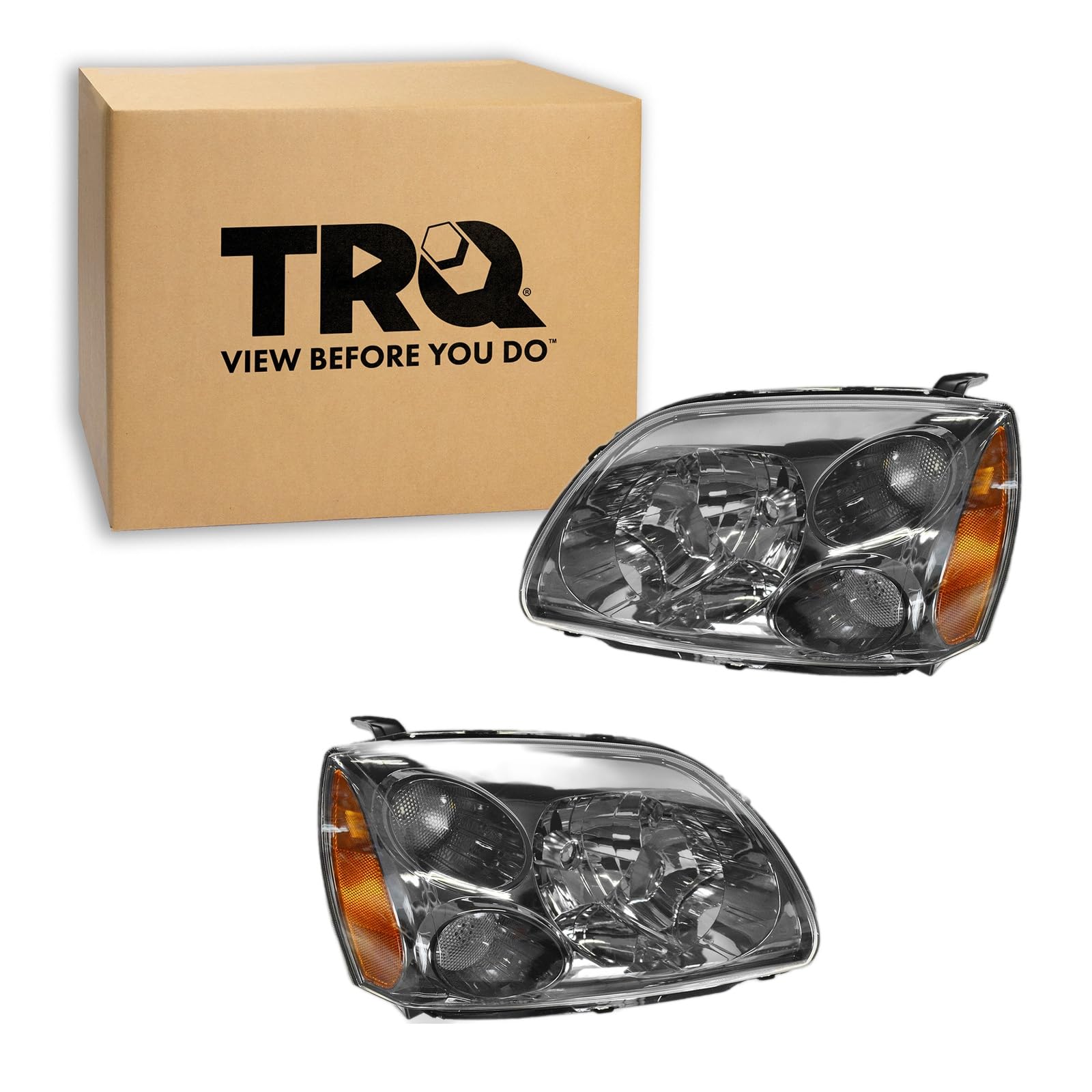 TRQ Headlight Assembly Set MI2502153 MI2503153 Compatible with 2004-2012 Mitsubishi Galant
