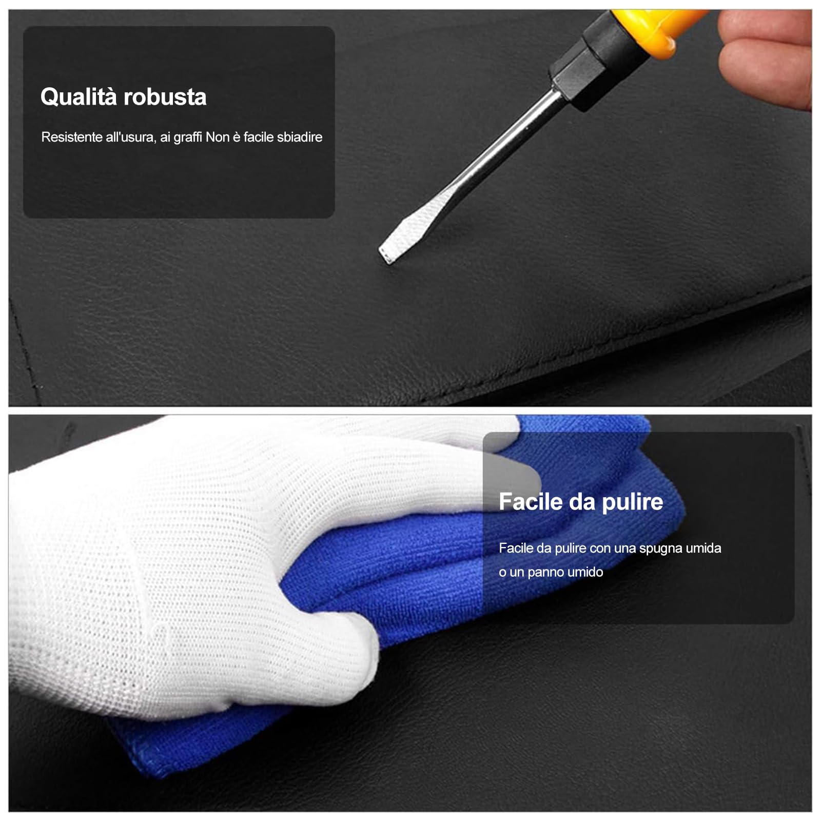 Ergocar 2 Packs Organizzatori per auto in pelle PU, Coprisedili per schienale, Kick Mat Car per sedile posteriore con 10.1 "per iPad/Tablet Multi tasche con scatola del tessuto - Nero