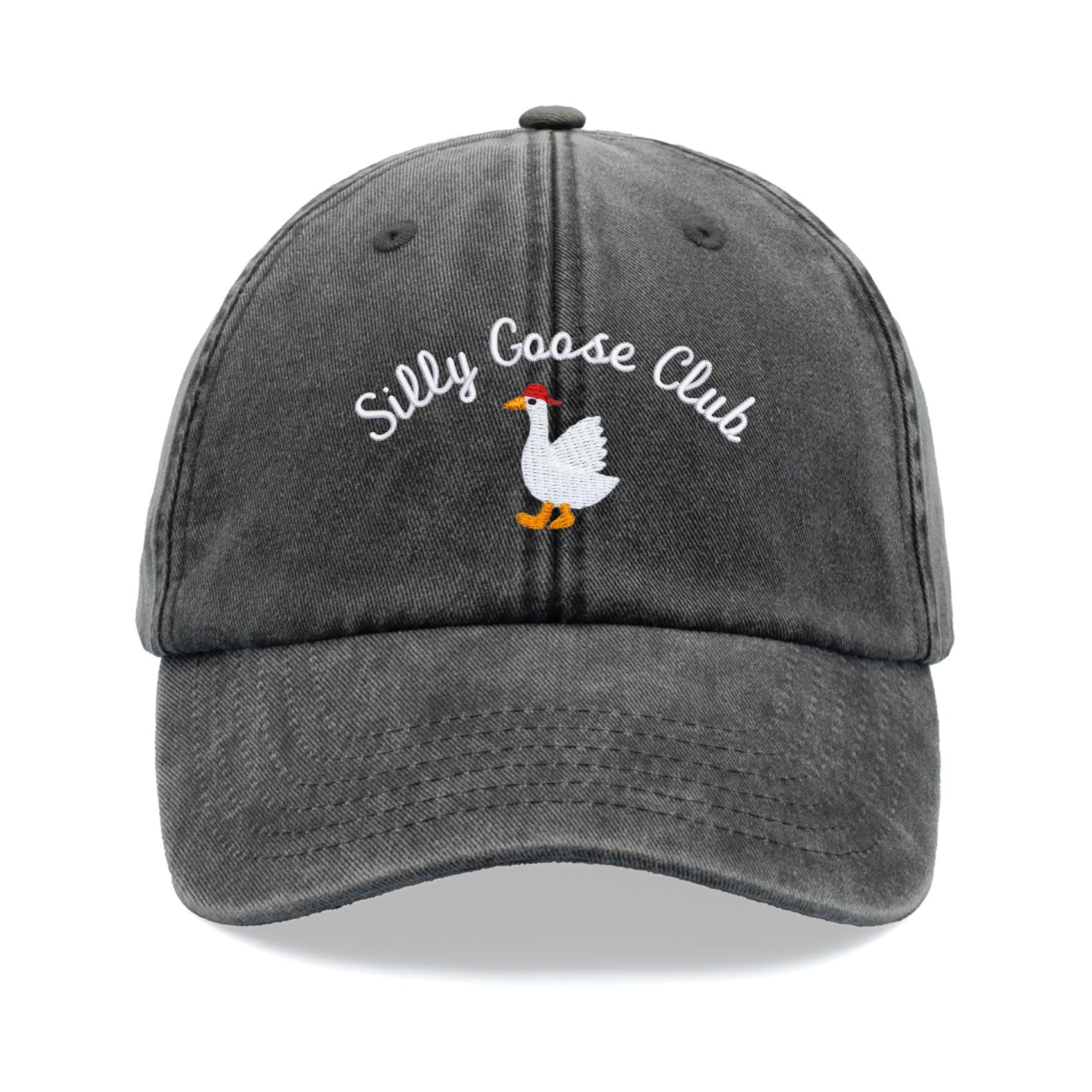 Silly Goose Club Baseball Cap Vintage Washed Unisex Dad Hat Adjustable Black
