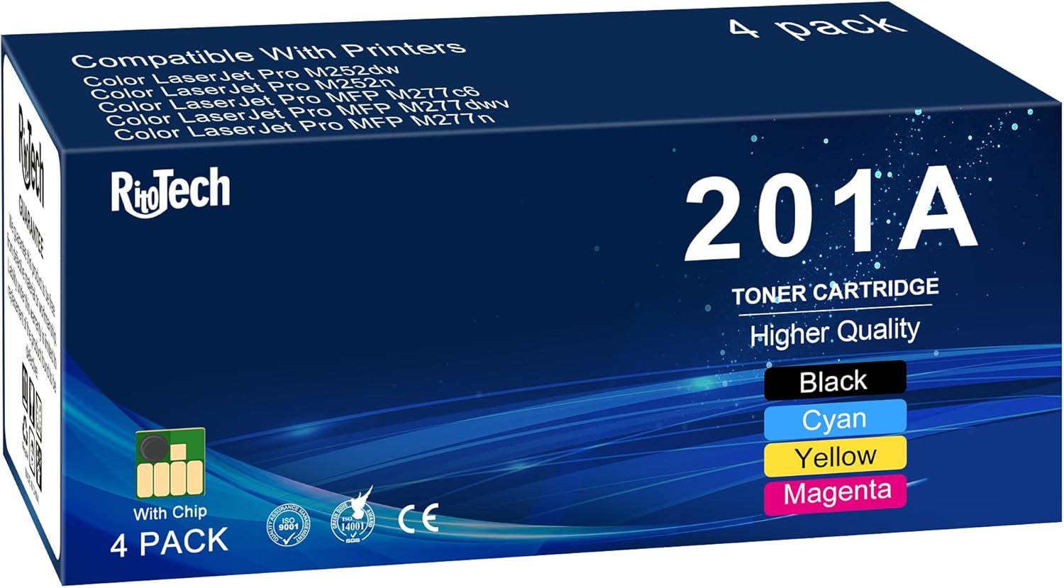 201A 201X Toner Cartridges,Compatible for HP 201A 201X CF400A for HP Color LaserJet Pro MFP M277dw M252dw M277n M277c6 M252n M277 Printer, Black Cyan Magenta Yellow 4 Pack