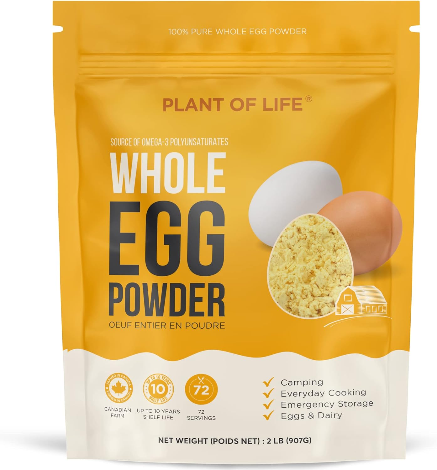Dried Whole Egg Powder by Plant of Life 100 Pure & Natural, Local