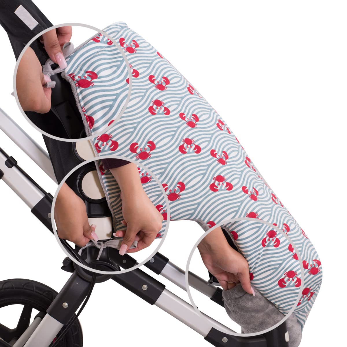 JYOKO Kids Saco Cubrepiés de Invierno Compatible con Portabebés, Sillas de Coche y Cochecitos de Paseo | Polar Teddy Extra Suave | Hecho en España (Crabby, 80 Cm)