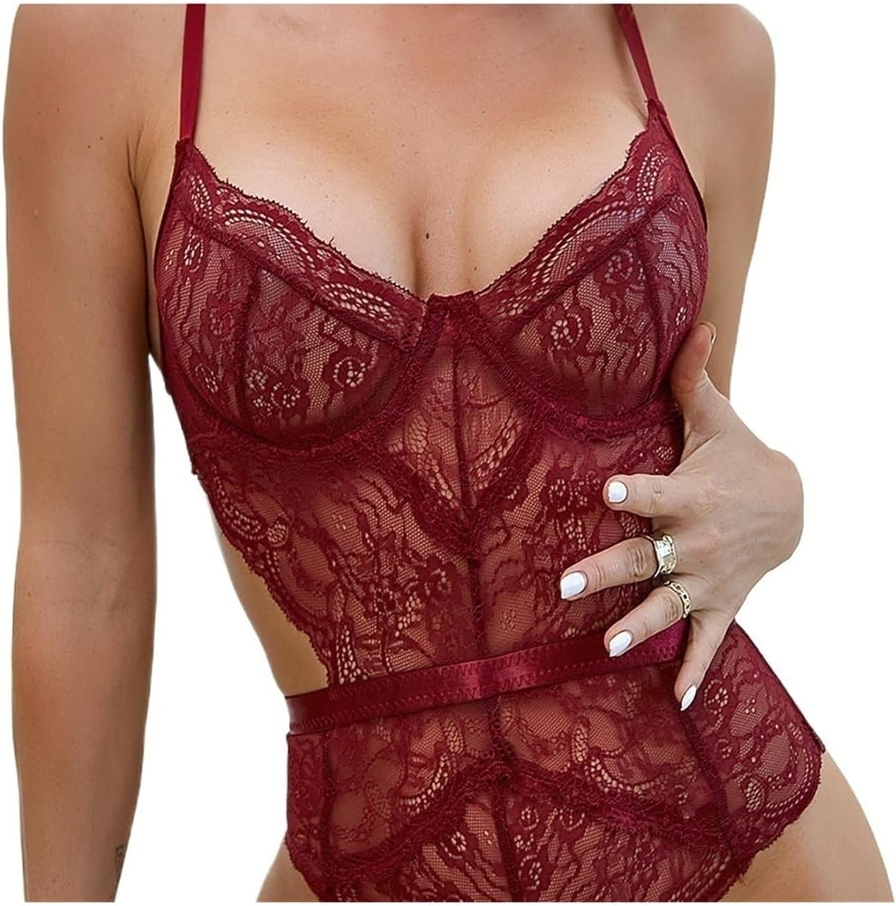 Erotic Sexy Pieces Lingerie Lace Embroidery Bodysuit Transparent Sex Dress Women Mesh
