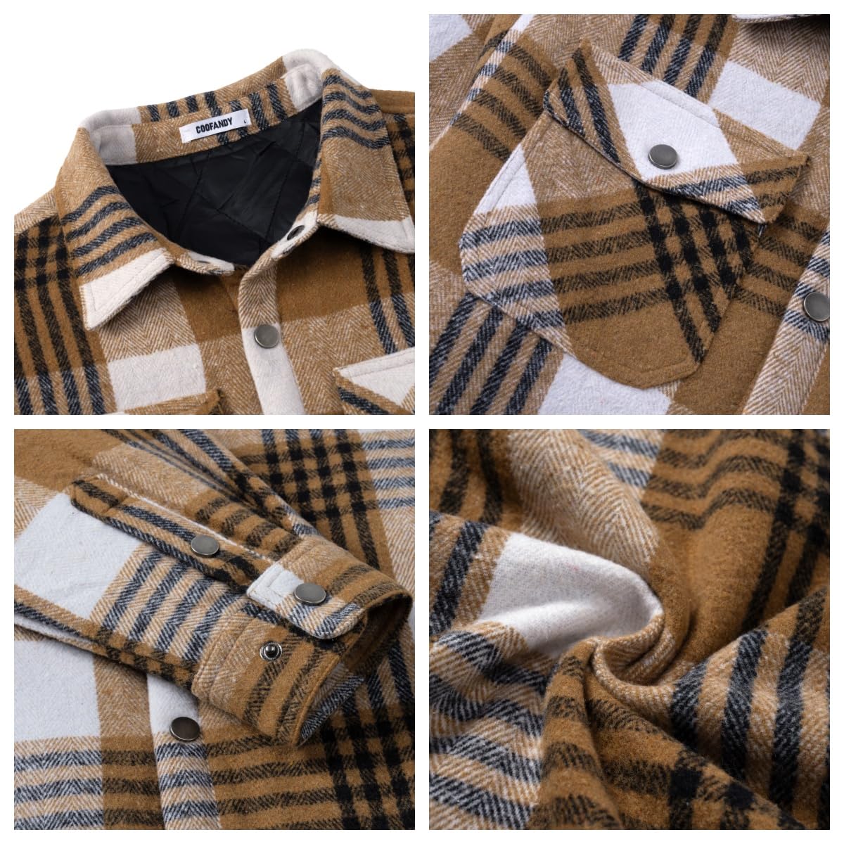 COOFANDY Camicia termica da uomo a scacchi foderata invernale da boscaiolo Slim Fit
