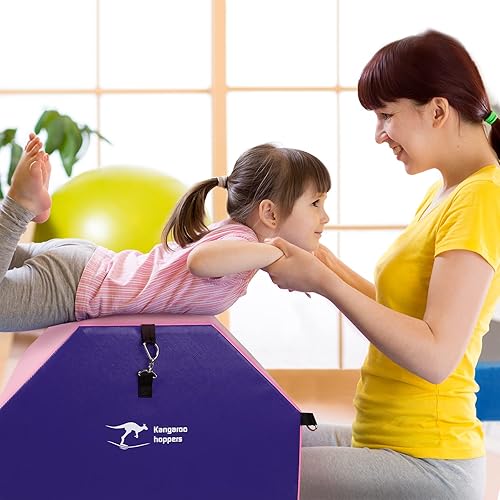 Miniatura 7 de Kangaroo Hoppers Colchoneta octagonal de gimnasia de 24 x 26 pulgadas  20 x 24 pulgadas con asas de transporte, entrenador de flexión trasera