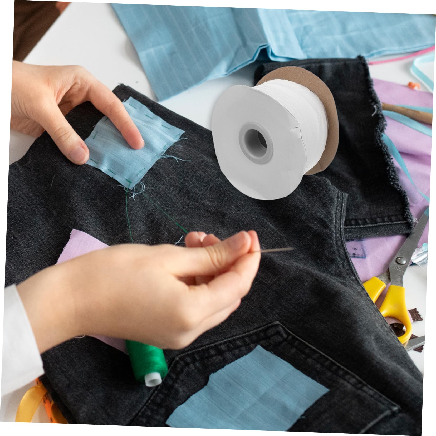 Rollo De Tira De Entretela Termoadhesiva De 5 Rollos Para Costura De Ropa Diseño De Línea Central Fácil De Coser