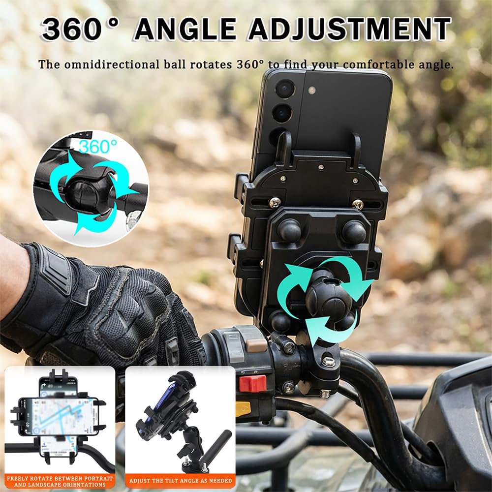 ATV Phone Holder Mount for Kayo USA Bull 300 EFI 2024–2026, Shockproof Cell Phone Holder, Adjustable Quad Phone Mount with Damper for Quad Off-Road Riding