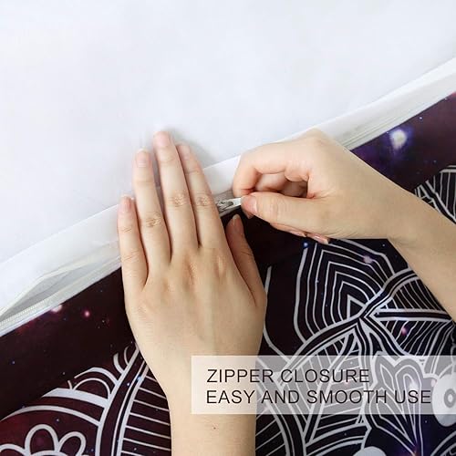 Miniatura 4 de BlessLiving Juego de cama de galaxia, luna y estrellas moradas, funda de edredón de estrella espacial celestial cósmica para adolescentes, niñas,