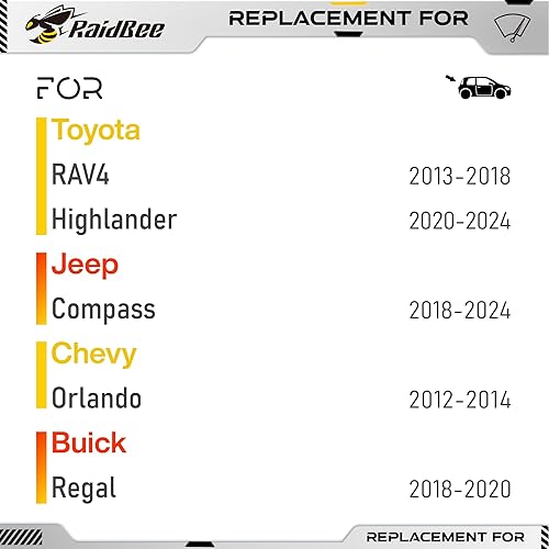 Miniatura 2 de Raidbee Repuesto de limpiaparabrisas trasero de 10 pulgadas para Toyota RAV4 2013-2018, Highlander 2020-2024Jeep Compass 2018-2024, calidad original