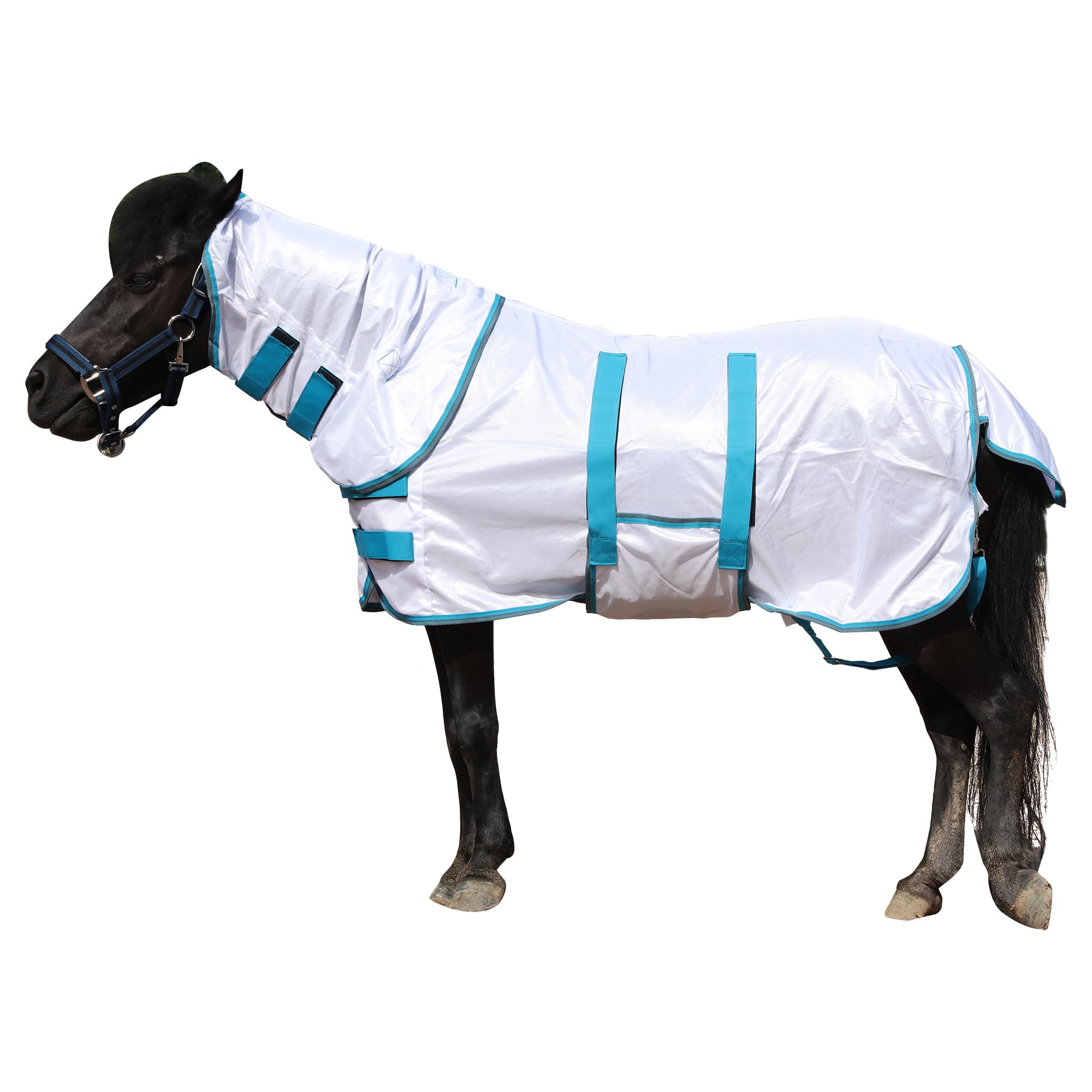 Leberna Miniature Fly Rug Combo for Shetland Pony, Donkey, Section A and Miniature Horse, Insects Flies Bug Protection (White, 4' 8")