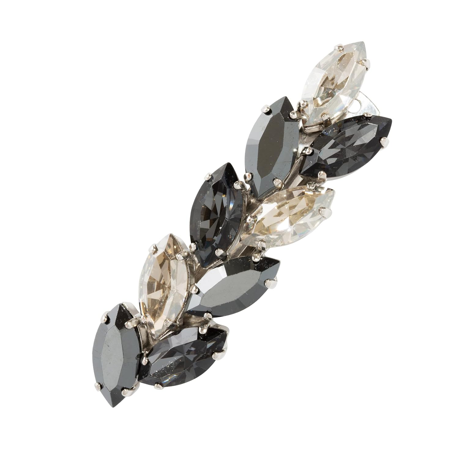 L. Erickson Ivy Crystal Small Barrette, Jet Hematite | Crystal Blue Shade