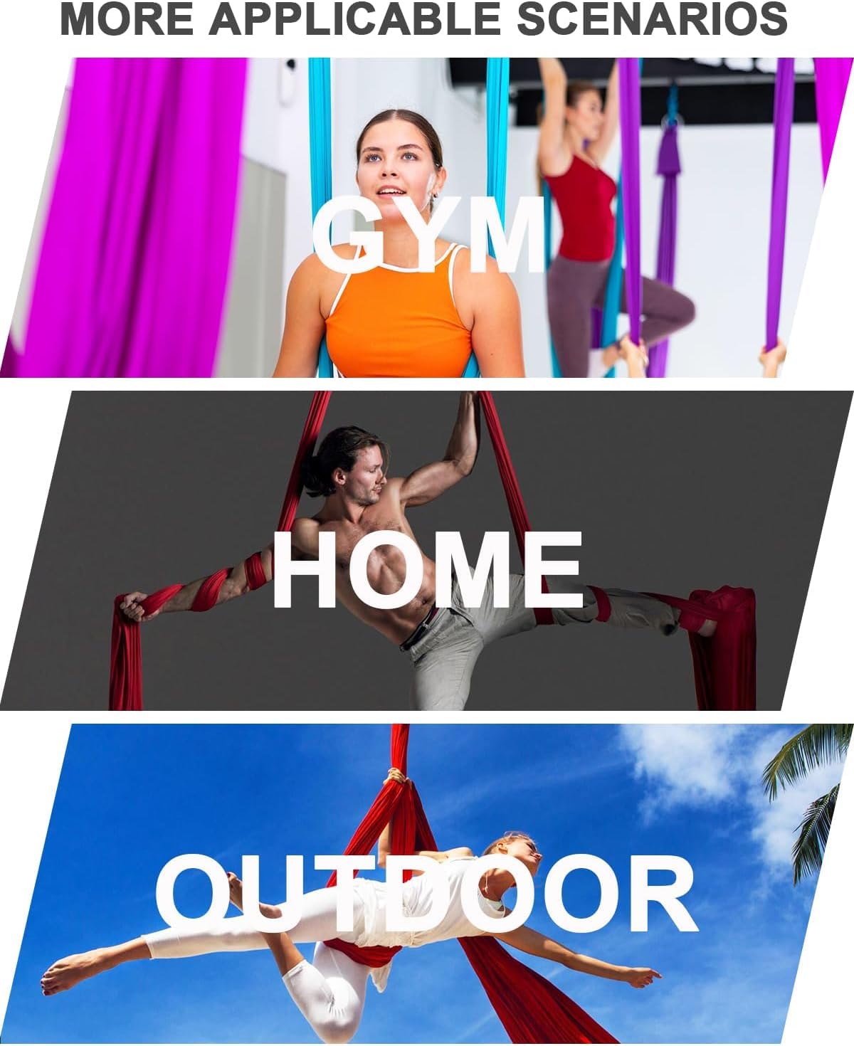 Aerial Yoga Tuch, 8 m, Vertikaltuch Set, inklusive Zubehör, dehnungsarme, hochwertige Stoffe