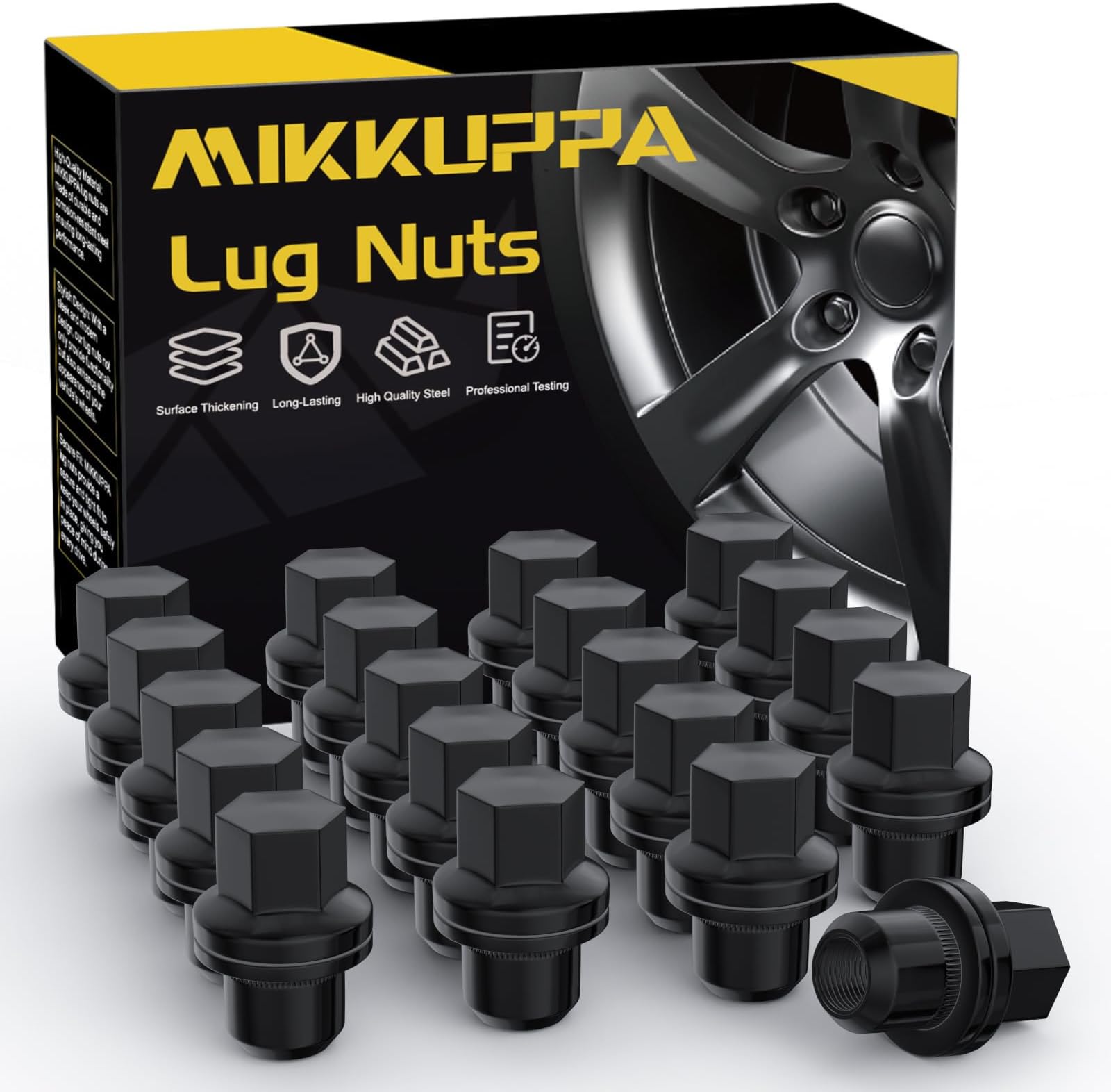 MIKKUPPA M14x1.5 Wheel Lug Nut - Replacement for Land Rover LR3 LR4 Range Rover Sport Discovery - 20pcs Black Closed End OEM Factory 1.81" Tall 0.87" Hex Lug Nuts