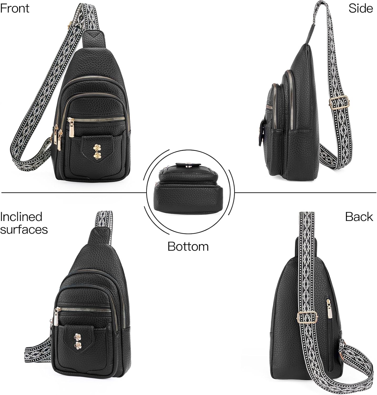 GAEKEAO Sling Bag Crossbody Bags for Women Vegan Leather Fanny Pack Chest Travel Anti Theft Purse Shoulder Bag handbags Gifts