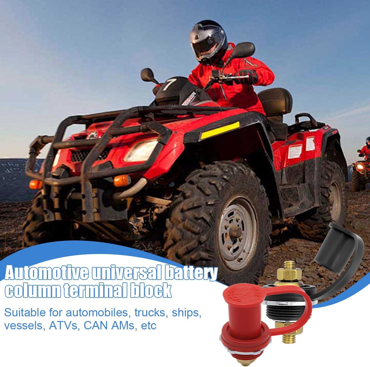 Car Remote Battery Terminal, 2PCS Automobile 3/8" Stud Battery Charger Post with Cover, Waterproof 250A Vehicle Battery Charging Jump Post Kit, Fit for RVs, ATVs, Trucks