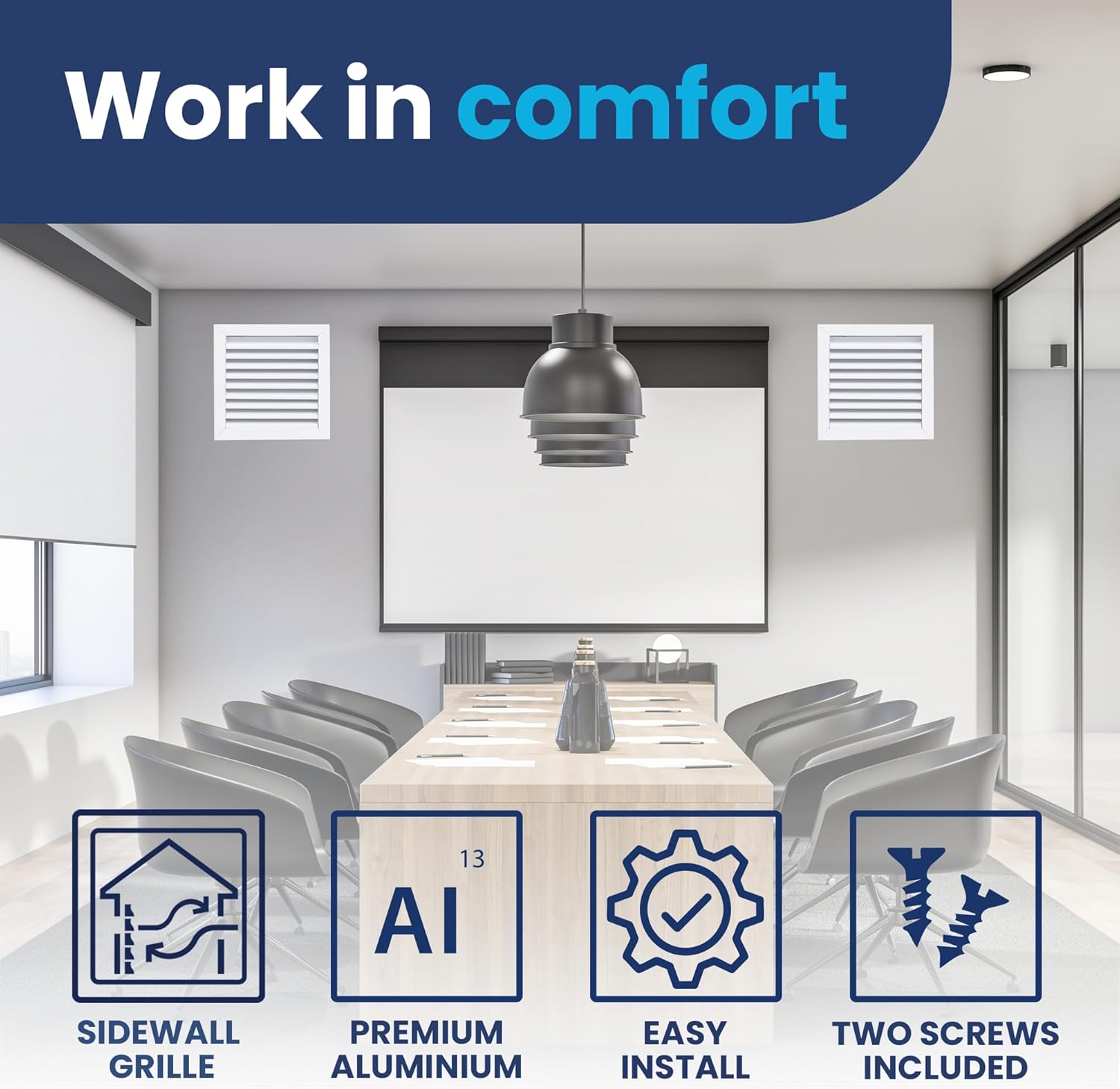[10 x 10 Duct Hole] Vent Cover. Aluminum Exterior Return Grille HVAC Sidewall - Outside Air Louver Waterproof & Rain Block. Return Grille Outdoor. The Aluminum Never Rust. White [11.6 x 11.6" Face]