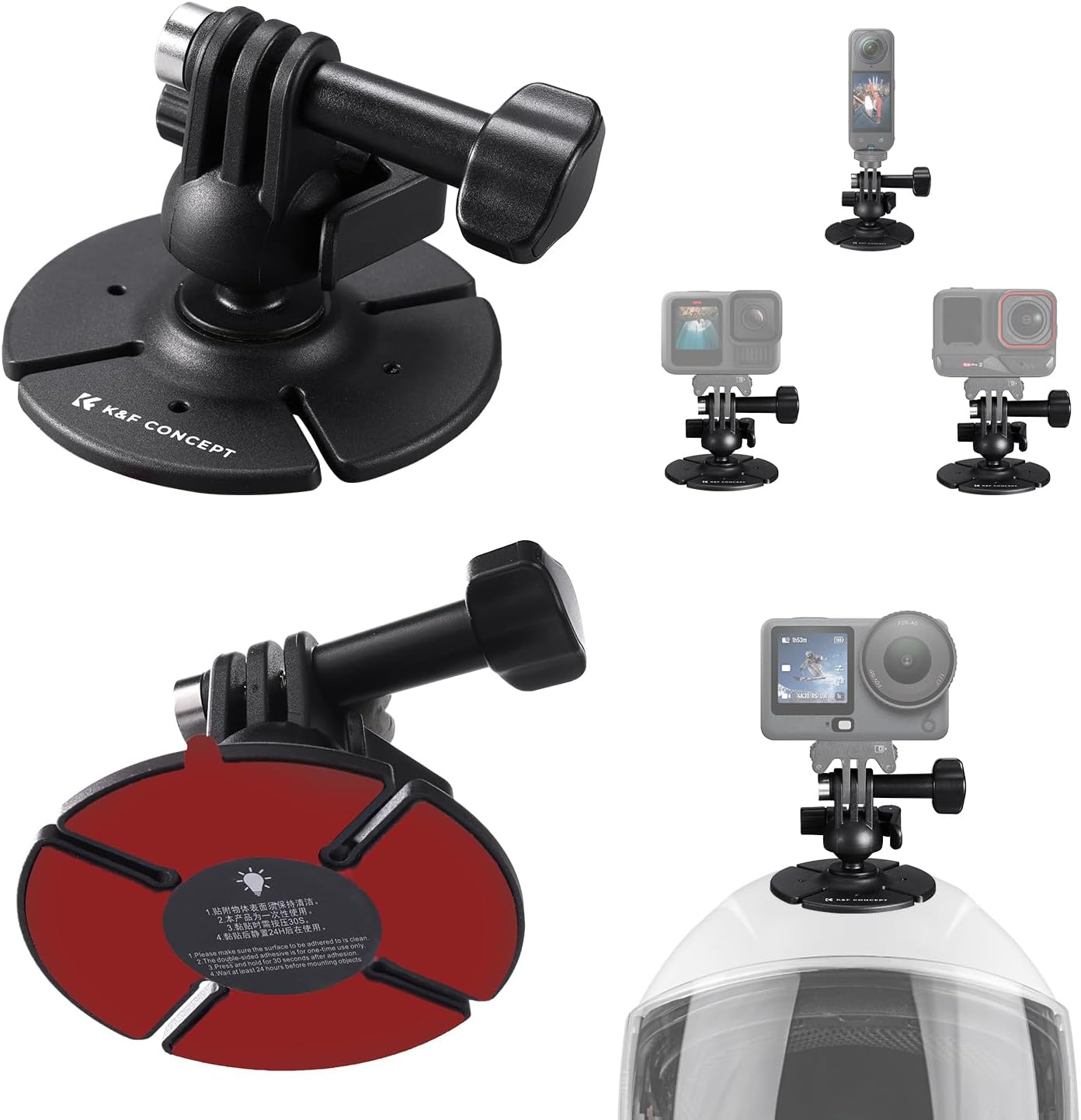 K&F CONCEPT Flexible Adhesive Sticky Helmet Mount for Action Camera