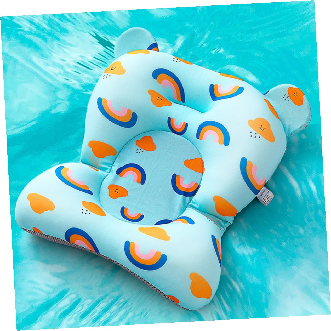 Bath Seat Support Suspension Pad with Rainbow Cloud Pattern Non-Slip Bathtub Cushion for Newborns Ergonomic Floating Shower Mat for Comfortable Bathing