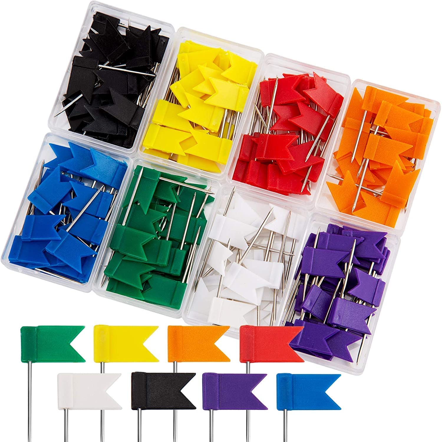 Buy Push Pins, 400 PCS Tacks, Marking Pins, 8 Assorted Colors, Thumb