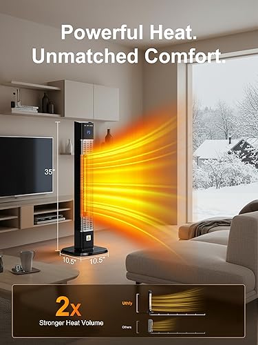 Miniatura 2 de Uthfy Calentador eléctrico para patio al aire libre, calentador infrarrojo de 1500 W con temporizador de 24 horas, control remoto, impermeable,