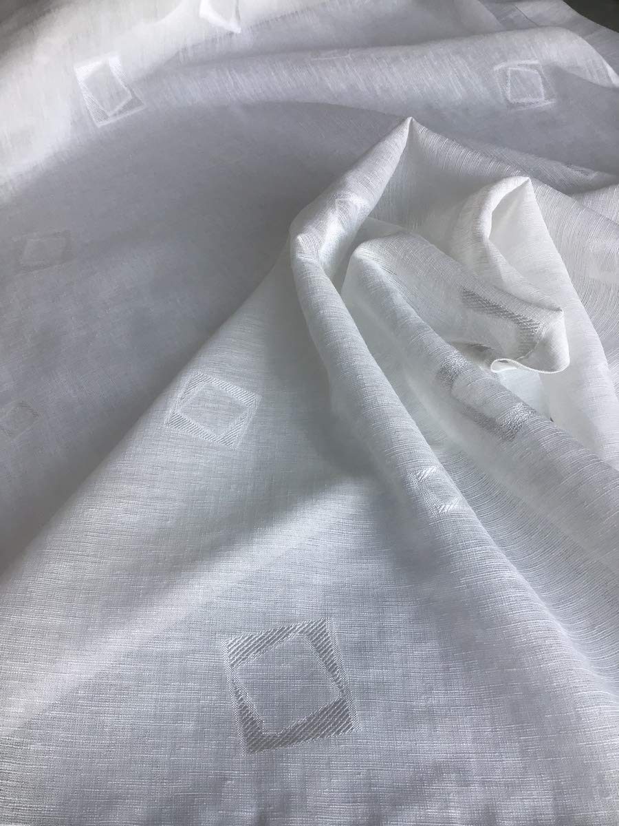 Coppia Tendine per Finestra e Porta a Vetro Larghezza 60-80 cm-Tende su Misura (A-Bianco 60x150 cm)