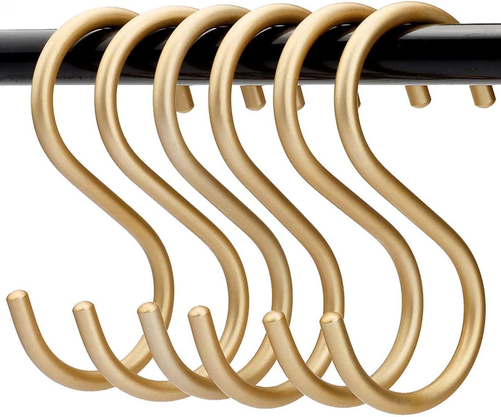 10-Piece Gold S-Shaped Heavy Duty Multi-Purpose Storage Hooks for Hanging Pans, Pots, Plants, Towels & Clothes